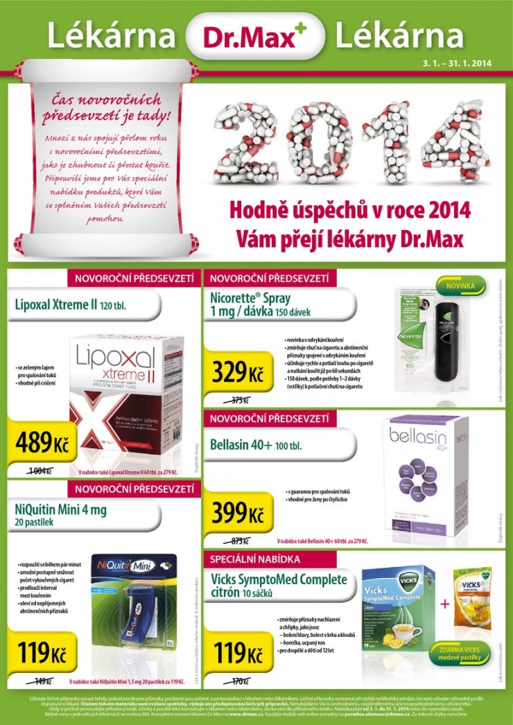 leták Dr. Max lékárna Aktuální leták od 3.1.2014 strana 1 leták Dr. Max lékárna Aktuální leták od 3.1.2014 strana 1